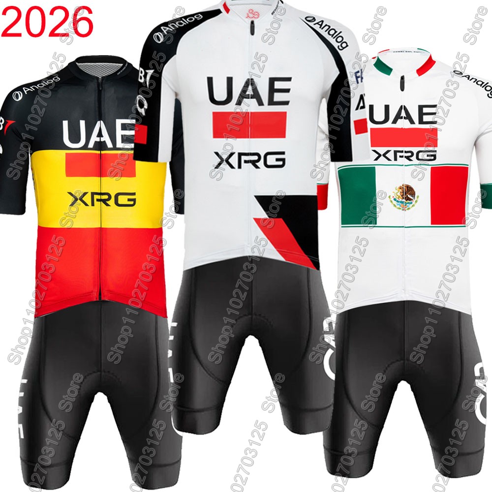 Mountain Biking New Mexico - UAEチーム2026サイクリングジャージセット サマーメンズ自転車ベルギーメキシコ衣料 ロードバイクシャツスーツ 自転車ビブショーツ MTBウェア