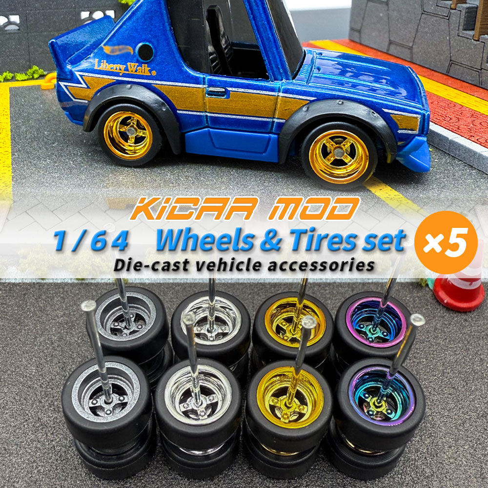 Tire Insert Foam - 1/64モデル用着脱式ラバースリックタイヤABSホイール Qカー用メインラインダイキャストモデルカー改造パーツ-直径9.6mm（5セット）