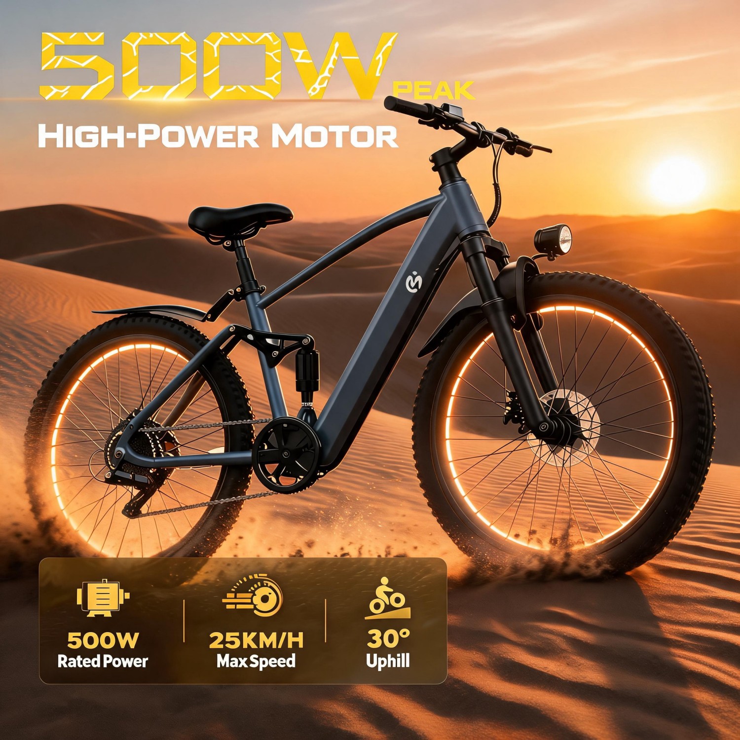 Mountain Biking Kit - オフロード電動自転車、500Wモーター、ペダルアシスト、フルサスペンション、無料ロック＆ツールキット、全地形対応設計、オフロードマウンテンバイク、クロスカントリー電動自転車用