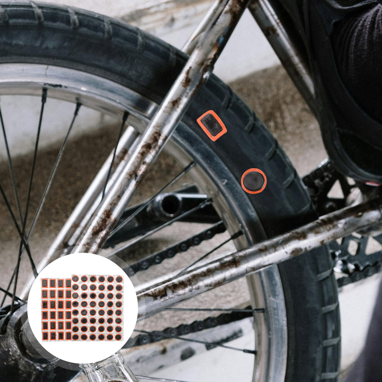 Mountain Biking Kit - 2枚入り自転車タイヤ修理キット、しっかりした素材のマウンテンバイク・ロードバイク用タイヤ修理パッチ、接着剤不要のインナーチューブパッチ