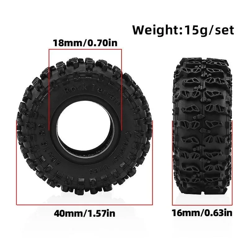 Tire Insert Foam - SCX30 用 0.7 インチソフトラバータイヤ 40×16mm フォームインサート付き