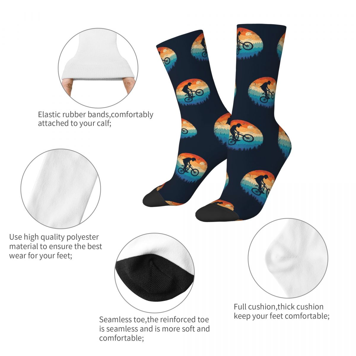 男性用のクレイジーソックス,マウンテンバイク,レトロヒップホ - Mountain Biking Socks のレビューと価格